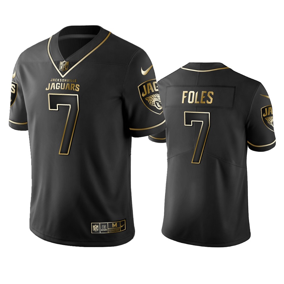 Men Nike Jaguars 7 Nick Foles Stitched NFL Vapor Untouchable Limited Black Golden Jersey